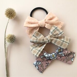 3 Hair Bow Ties Adult & Child Hair Accessories Hair Bow Ponytail Elastics NEW